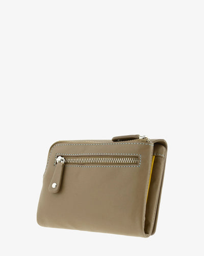 Billetero de Piel (14,5 X 9cm) monedero de cremallera Adapell Asimetric Taupe