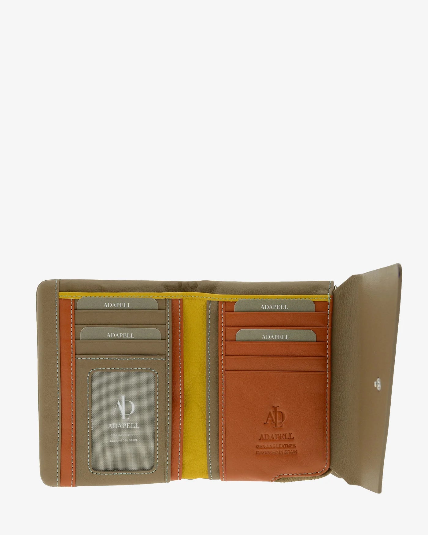 Billetero de Piel (14,5 X 9cm) monedero de cremallera Adapell Asimetric Taupe