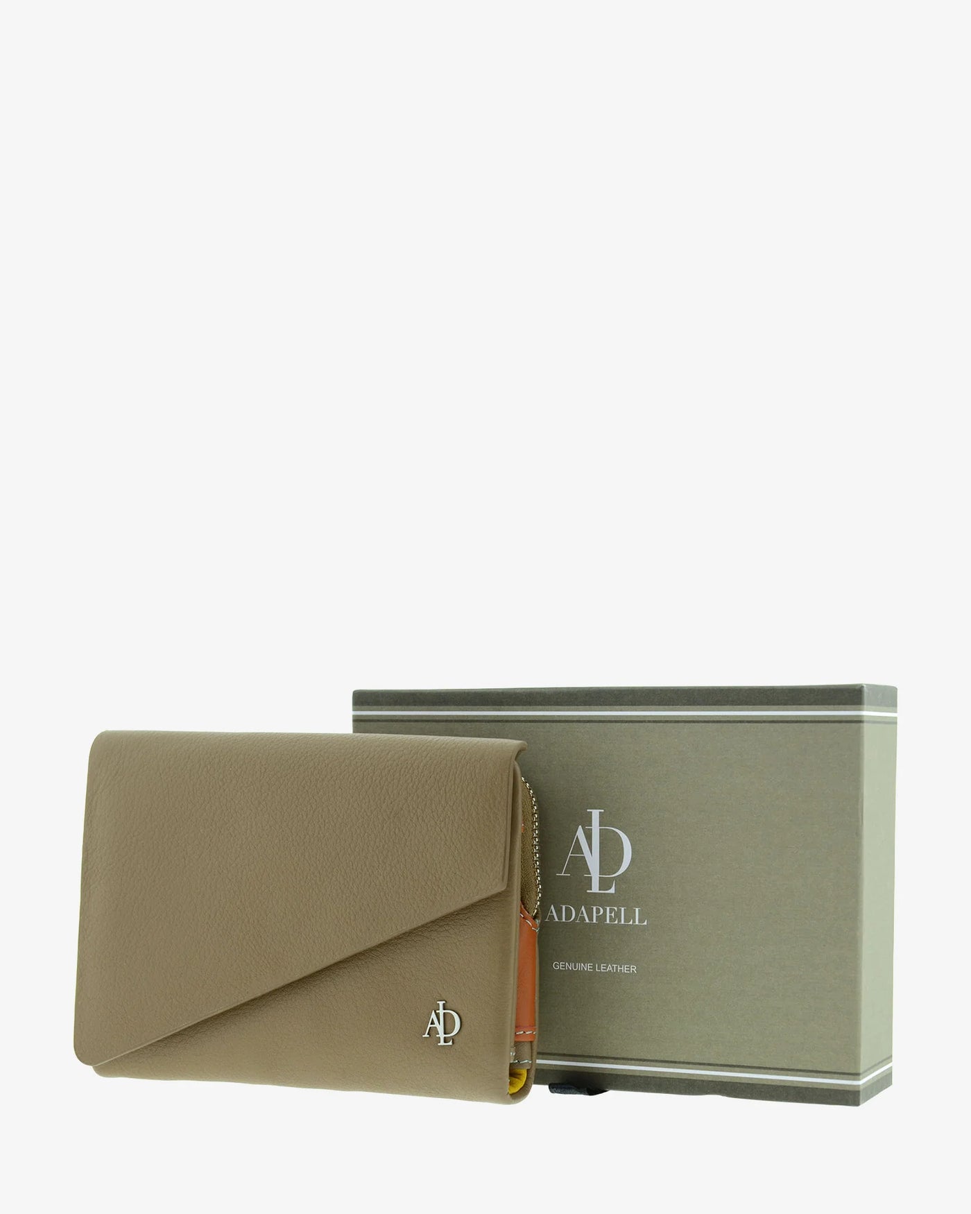 Billetero de Piel (14,5 X 9cm) monedero de cremallera Adapell Asimetric Taupe