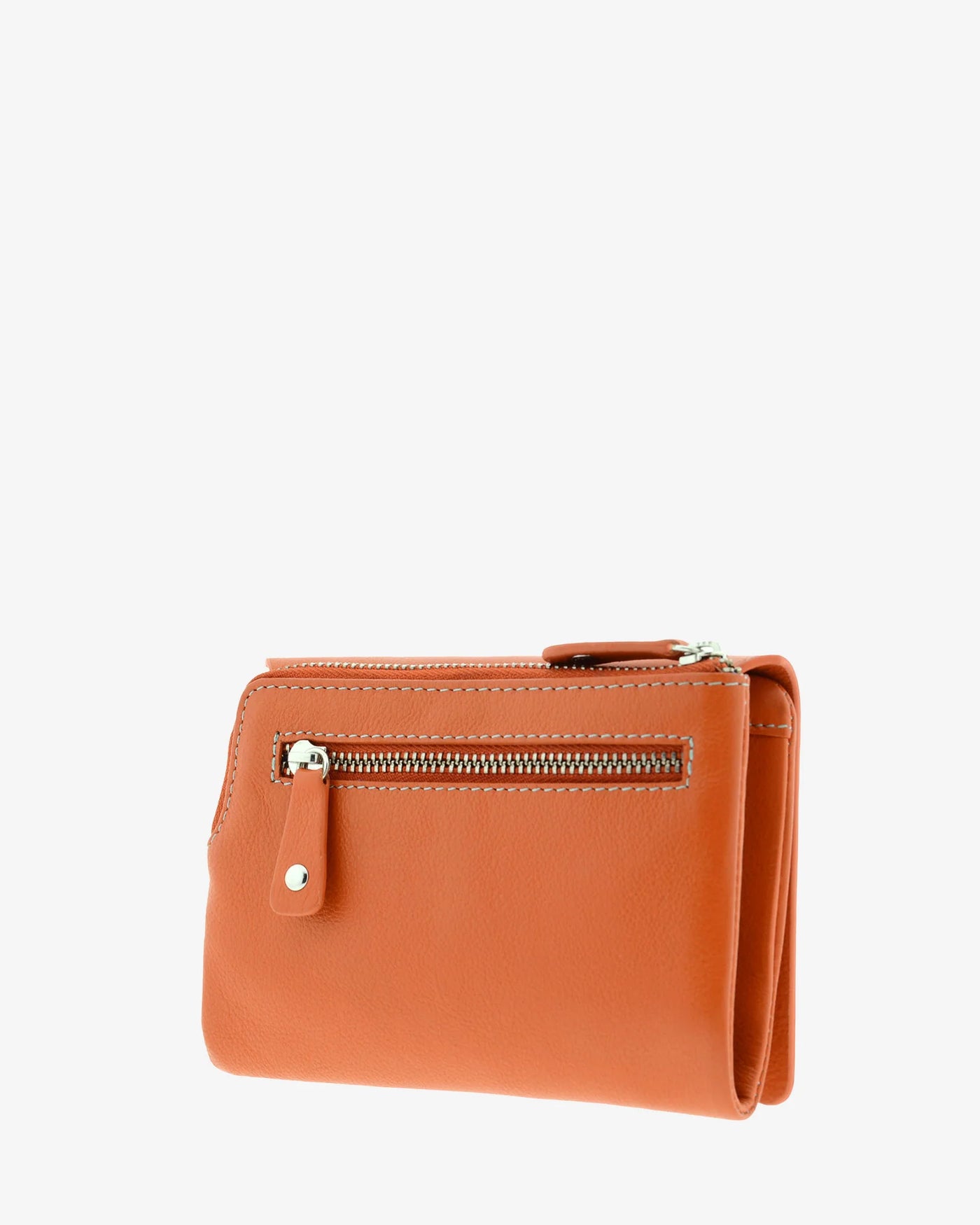 Billetero de Piel (14,5 X 9cm) monedero de cremallera Adapell Asimetric Mandarina