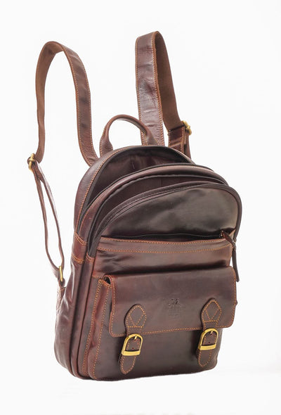 Mochila vintage Rosme Crumple Piel de Bufalo color Marron
