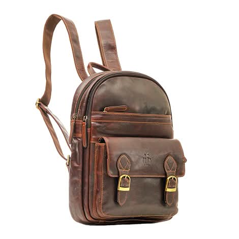 Mochila vintage Rosme Crumple Piel de Bufalo color Marron