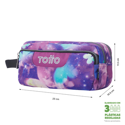 Estuche escolar eco-friendly tres compartimentos Totto Agapec Glitter - Star Butterfly
