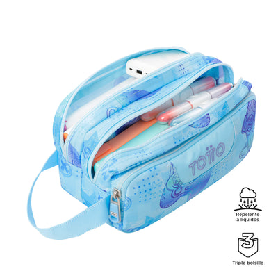 Estuche escolar eco-friendly tres compartimentos Totto Agapec - Polar