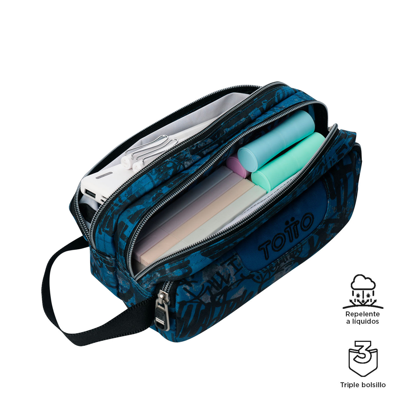 Estuche escolar eco-friendly tres compartimentos Totto Agapec - Urban Graph
