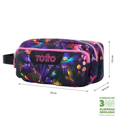 Estuche escolar eco-friendly tres compartimentos Totto Agapec - Flower Galaxy