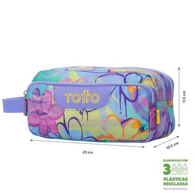 Estuche escolar eco-friendly tres compartimentos Totto Agapec - Grafily