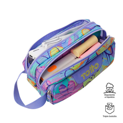 Estuche escolar eco-friendly tres compartimentos Totto Agapec - Grafily