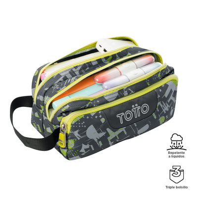 Estuche escolar eco-friendly tres compartimentos Totto Agapec - Texgrunge