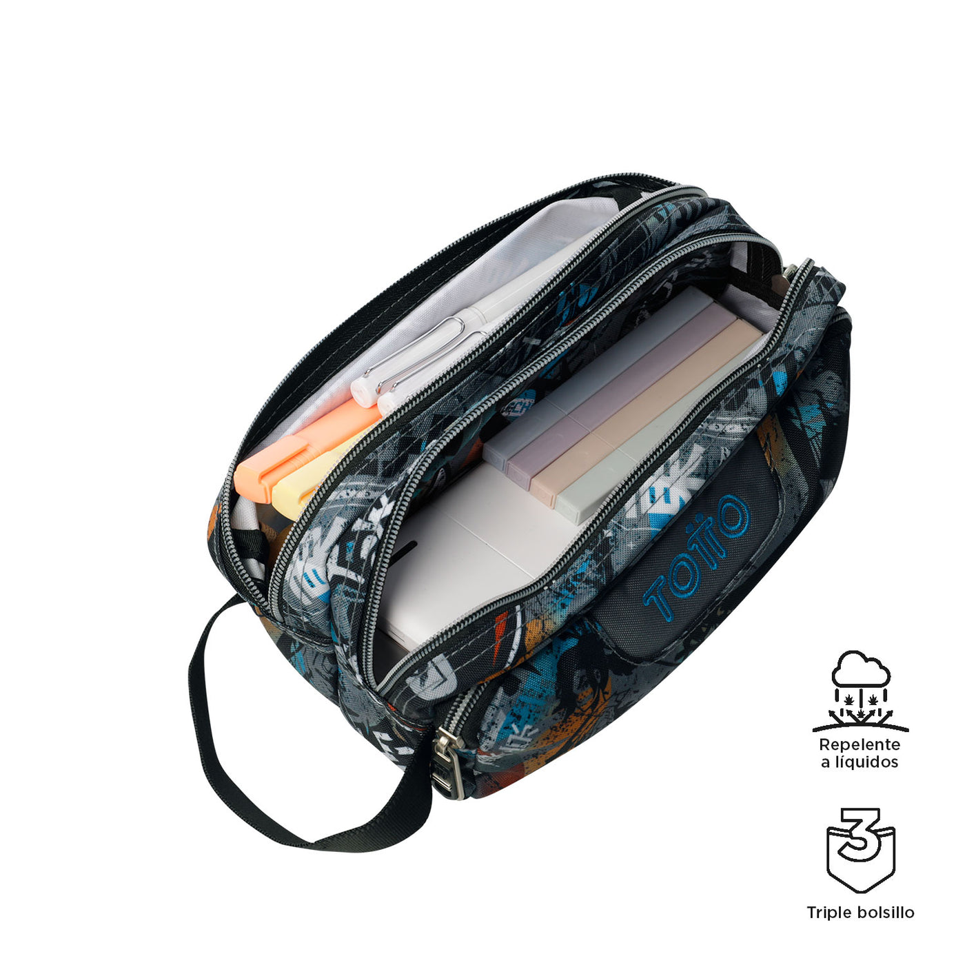 Estuche escolar eco-friendly tres compartimentos Totto Agapec - Okubo