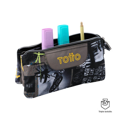 Estuche escolar eco-friendly tres compartimentos multicolor Totto Baski - Tablero