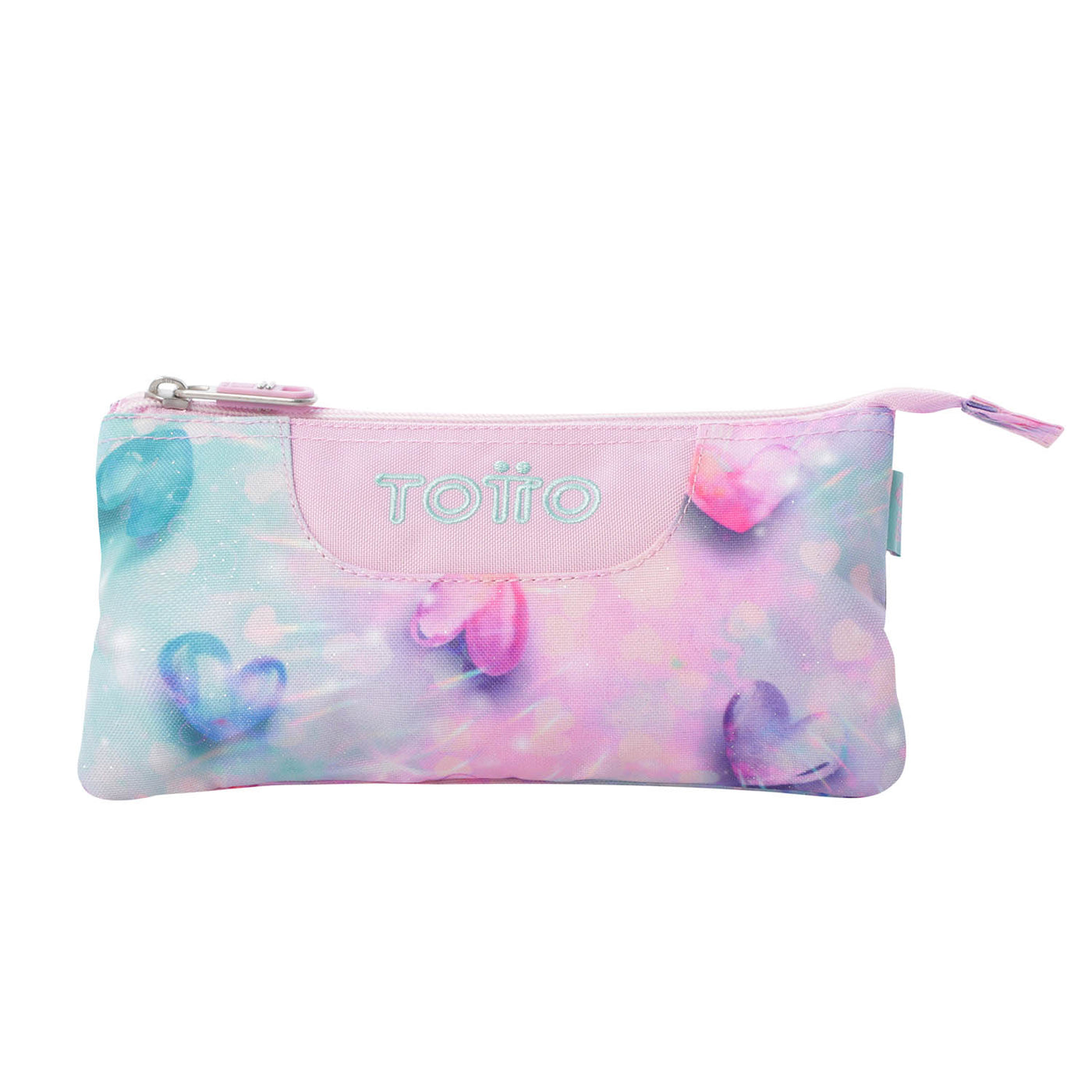 Estuche escolar eco-friendly tres compartimentos Totto Tablero Glitter - Shiny Heart