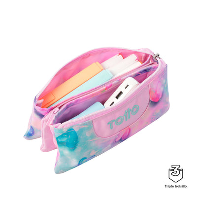 Estuche escolar eco-friendly tres compartimentos Totto Tablero Glitter - Shiny Heart