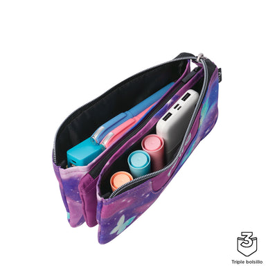 Estuche escolar eco-friendly tres compartimentos Totto Tablero Glitter - Star Butterfly
