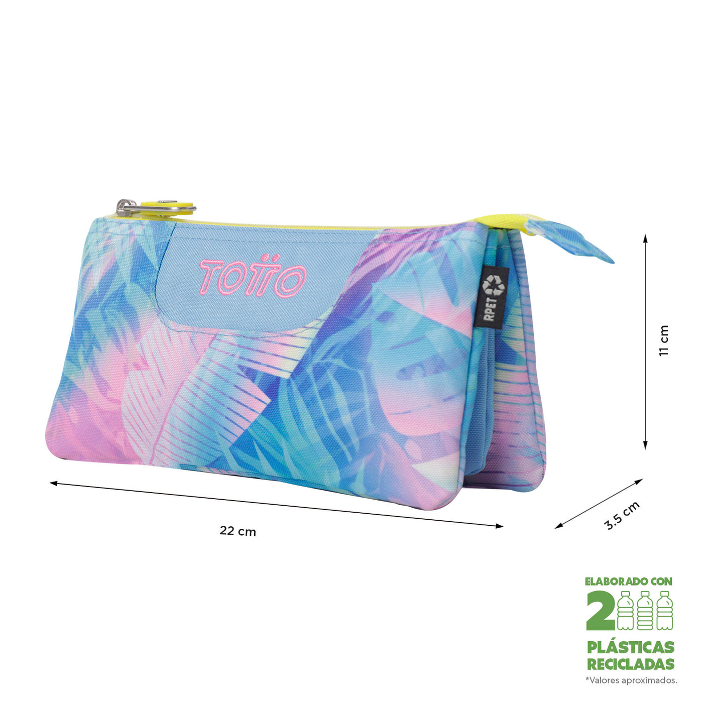Estuche escolar eco-friendly tres compartimentos Totto Tablero - Prisma