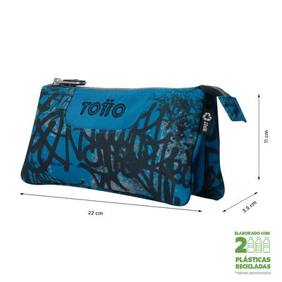 Estuche escolar eco-friendly tres compartimentos Totto Tablero - Urban Graph