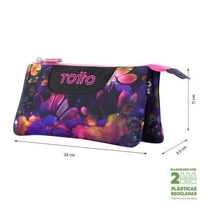 Estuche escolar eco-friendly tres compartimentos Totto Tablero - Flower Galaxy