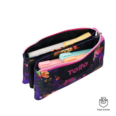 Estuche escolar eco-friendly tres compartimentos Totto Tablero - Flower Galaxy