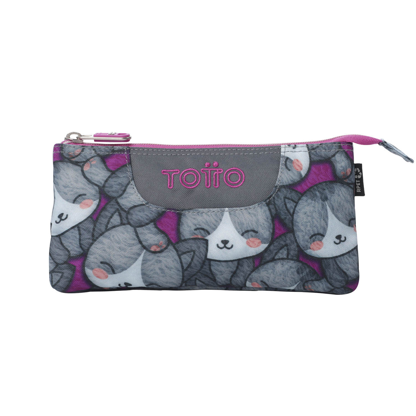 Estuche escolar eco-friendly tres compartimentos Totto Tablero - Kitten Rose