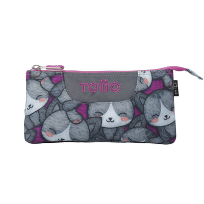 Estuche escolar eco-friendly tres compartimentos Totto Tablero - Kitten Rose