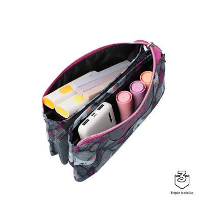 Estuche escolar eco-friendly tres compartimentos Totto Tablero - Kitten Rose