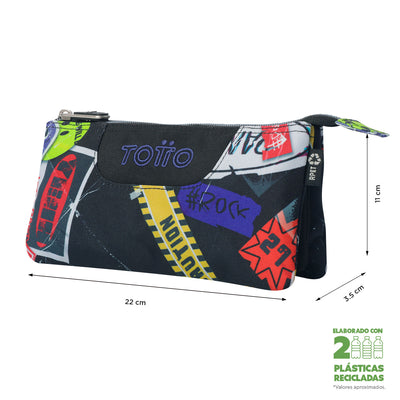 Estuche escolar eco-friendly tres compartimentos Totto Tablero - Sticky