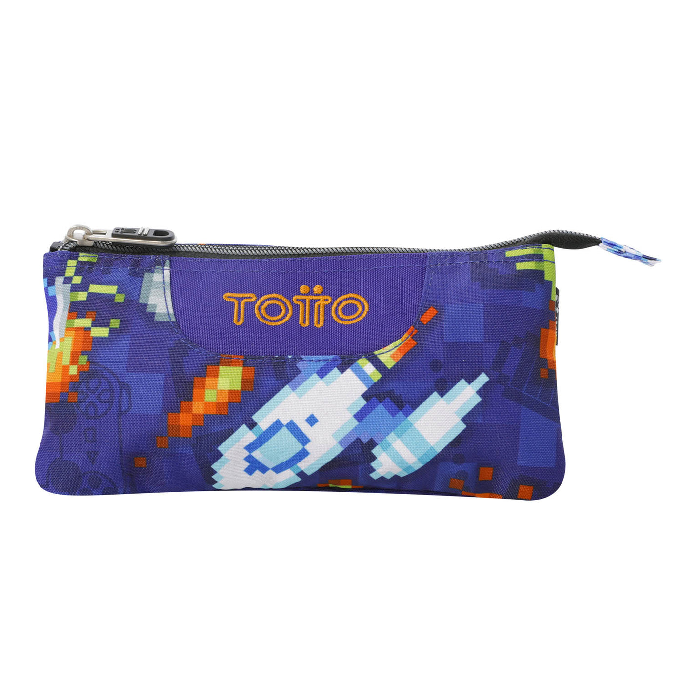 Estuche escolar eco-friendly tres compartimentos Totto Tablero - Space Blue