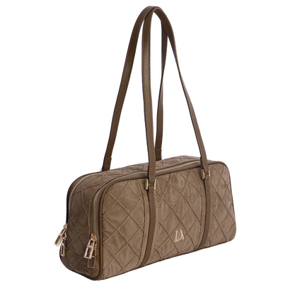 Bolso de Hombro doble compartimento Don Algodón Suede Taupe