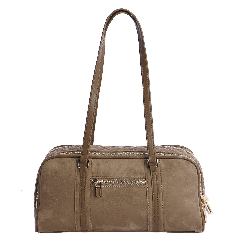 Bolso de Hombro doble compartimento Don Algodón Suede Taupe
