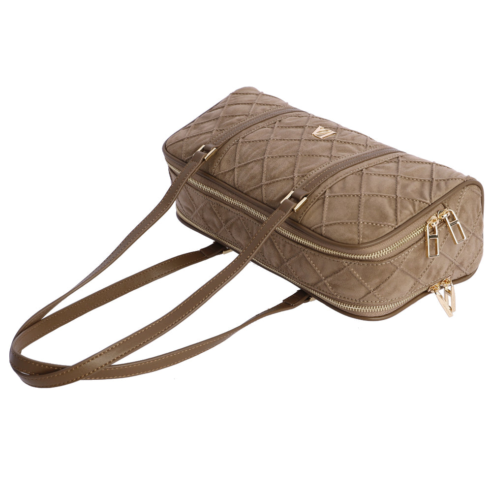Bolso de Hombro doble compartimento Don Algodón Suede Taupe