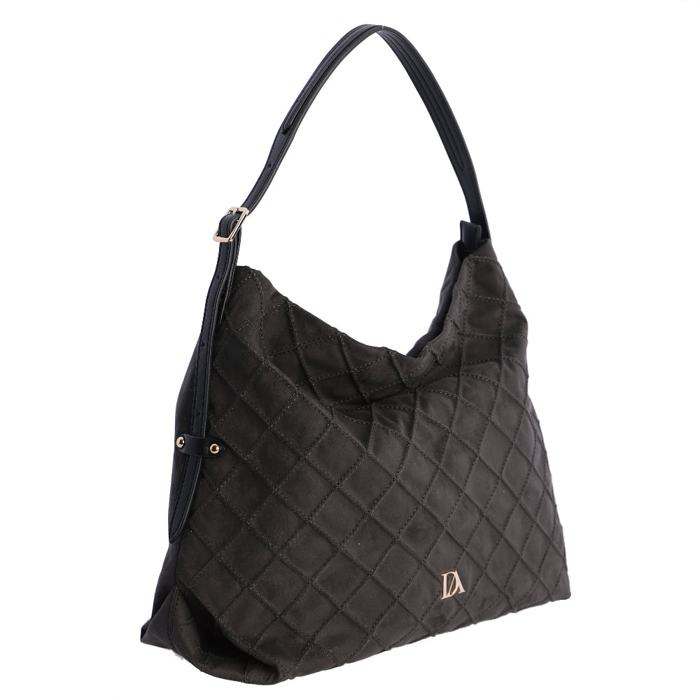 Bolso de Hombro Don Algodón Suede Negro