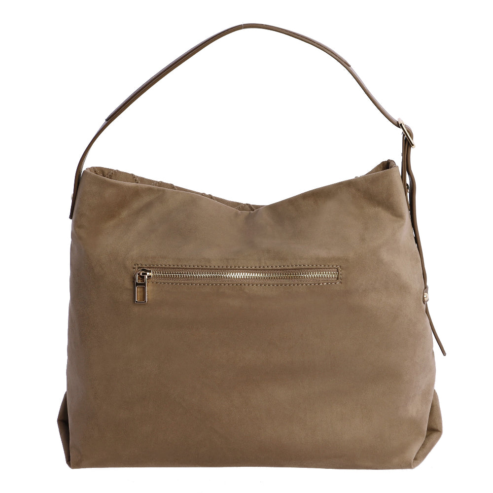 Bolso de Hombro Don Algodón Suede Taupe