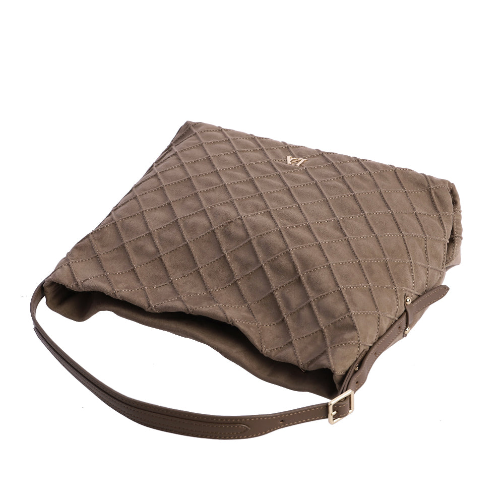 Bolso de Hombro Don Algodón Suede Taupe