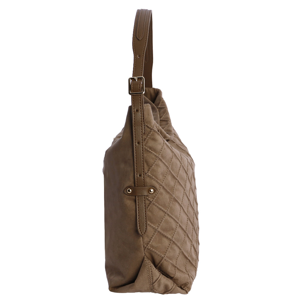 Bolso de Hombro Don Algodón Suede Taupe