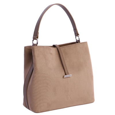 Bolso de Hombro Don Algodón suede Taupe