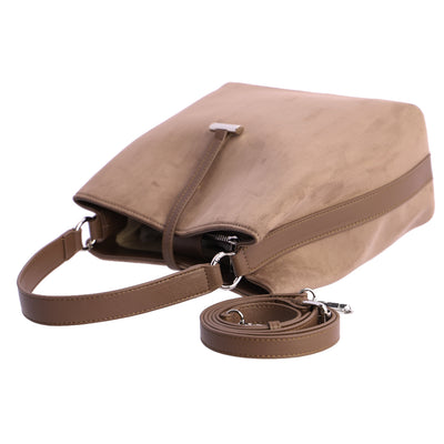 Bolso de Hombro Don Algodón suede Taupe