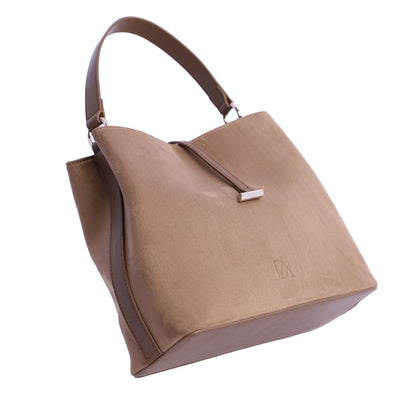 Bolso de Hombro Don Algodón suede Taupe