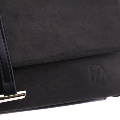 Bandolera solapa Don Algodón suede Negro