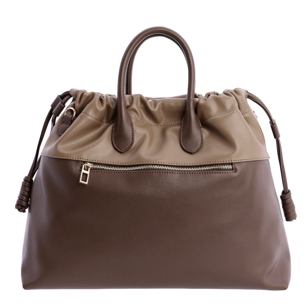 Bolso de mano con Bandolera Don Algodón Bicolor Marrón