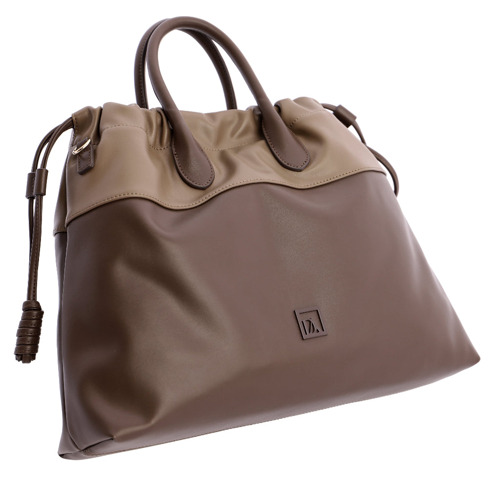 Bolso de mano con Bandolera Don Algodón Bicolor Marrón