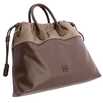 Bolso de mano con Bandolera Don Algodón Bicolor Marrón