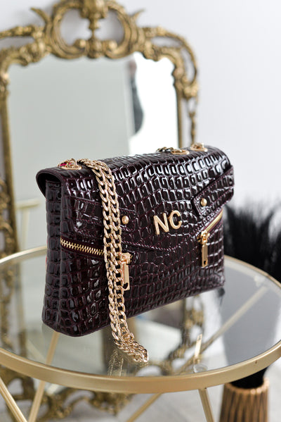 Bandolera coco charol cremalleras Noco Vino