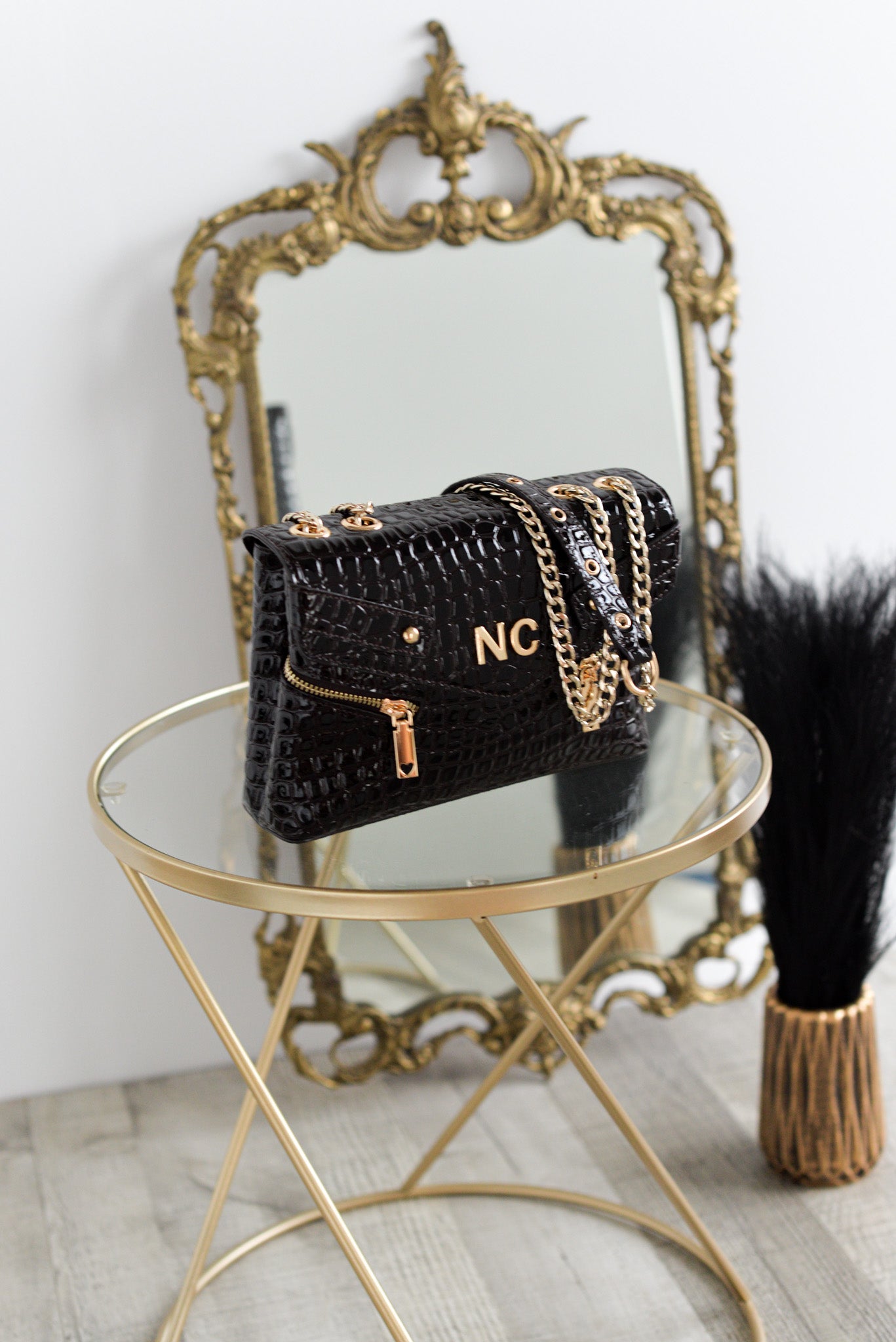 Bandolera coco charol cremalleras Noco Negro