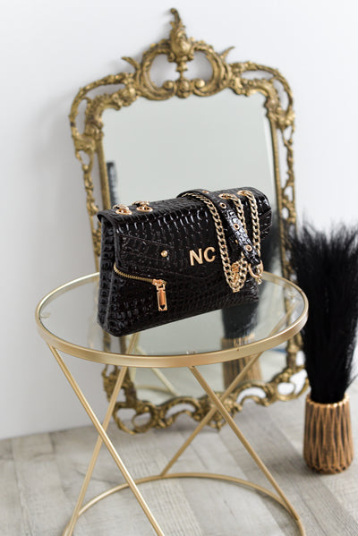 Bandolera coco charol cremalleras Noco Negro