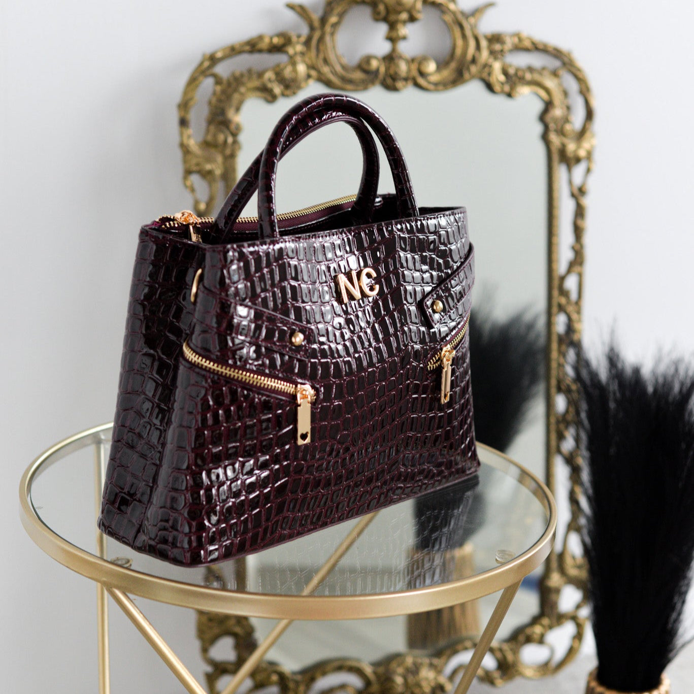 Bolso tote coco charol cremalleras Noco Vino