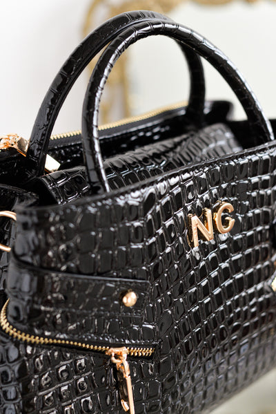 Bolso tote coco charol cremalleras Noco Negro