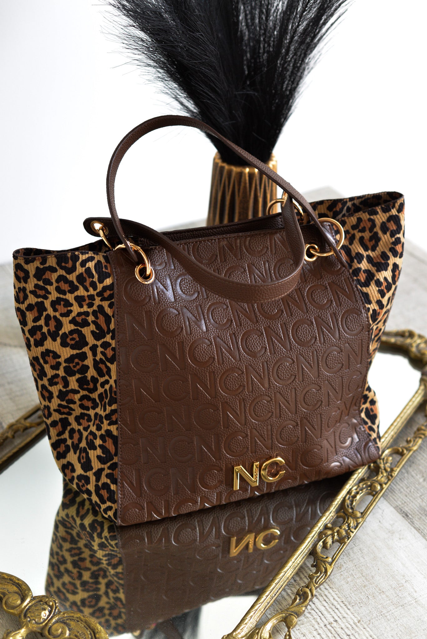 Shopper animal print Noco Marrón