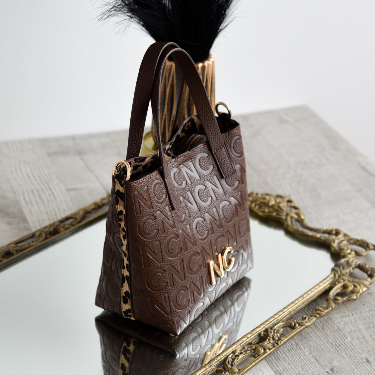 Bolso cubo animal print Noco Marrón