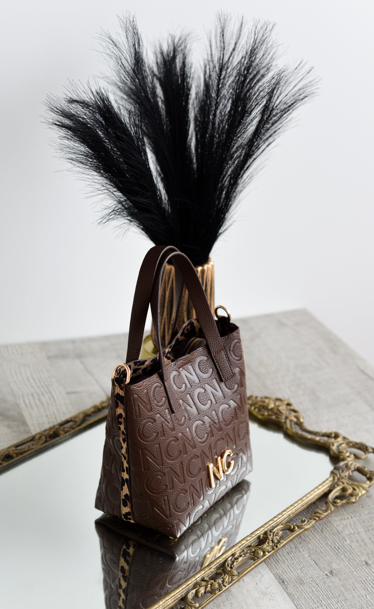 Bolso cubo animal print Noco Marrón