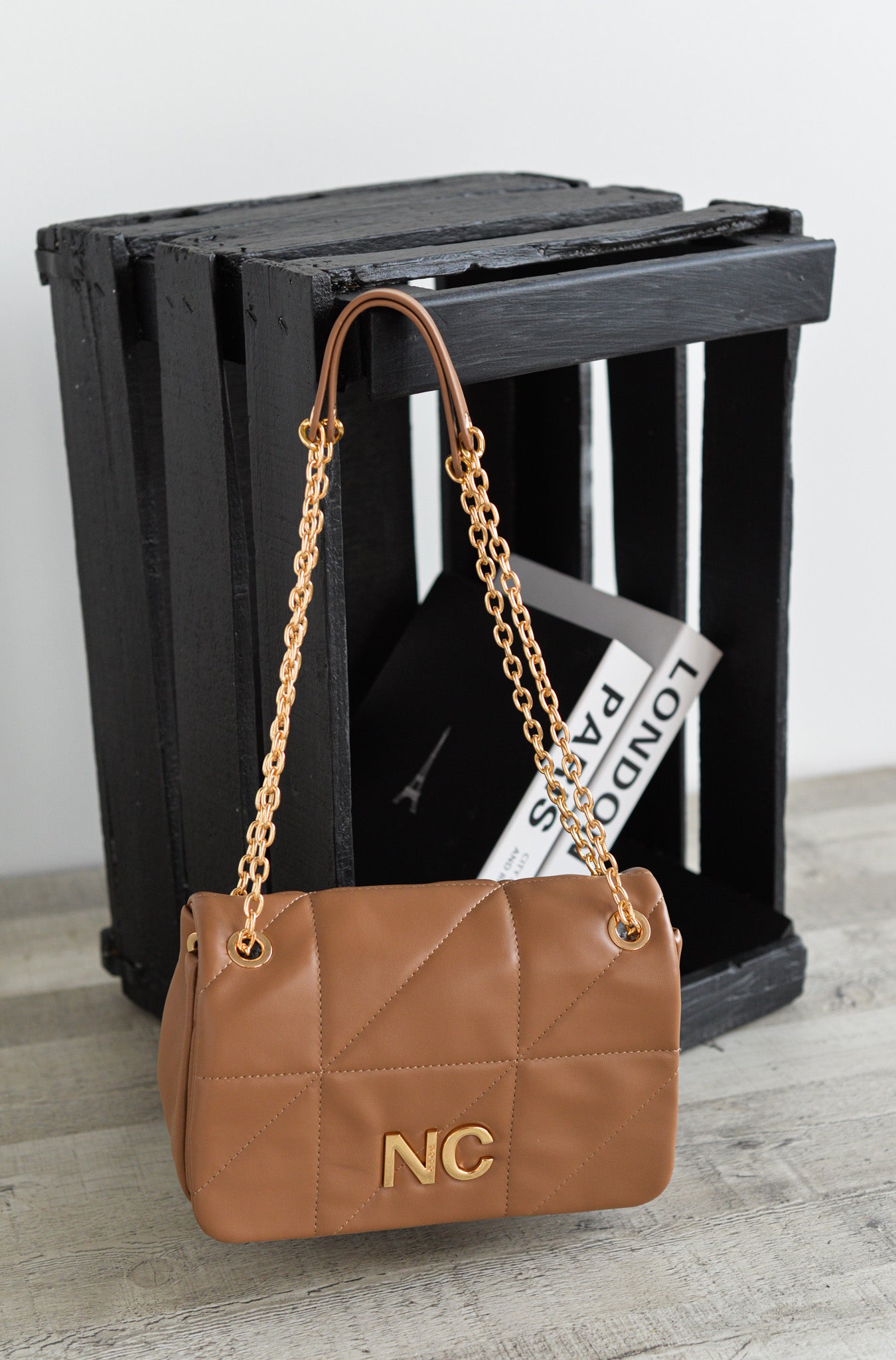 Bandolera tapa piel vegana NC bordado Noco Marrón